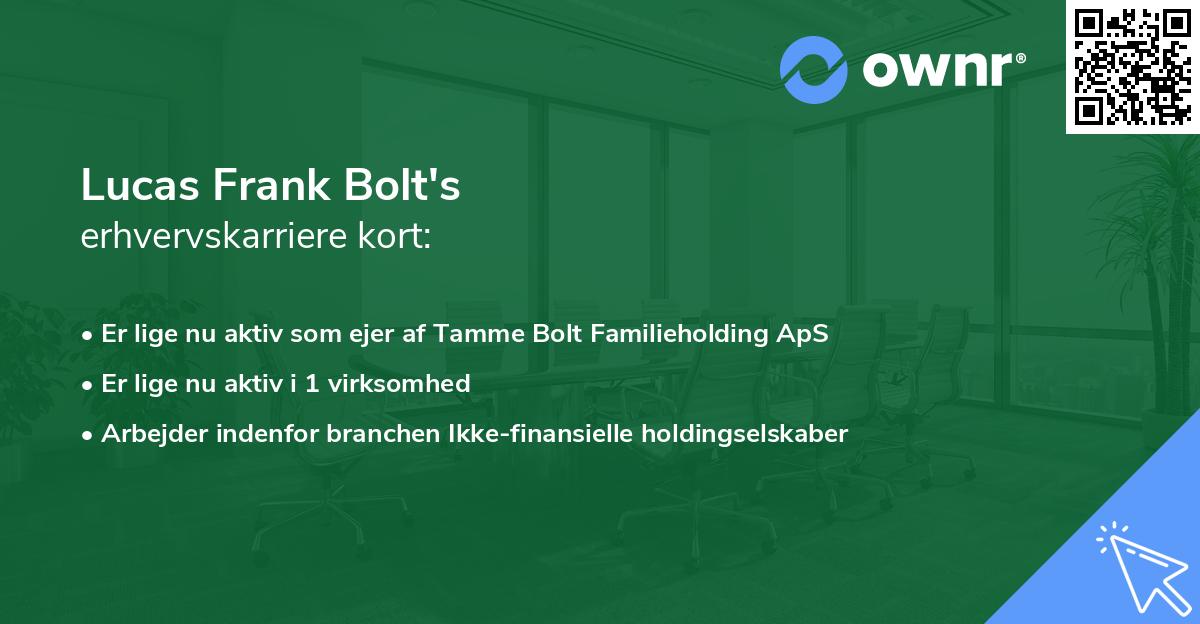 Lucas Frank Bolt's erhvervskarriere kort