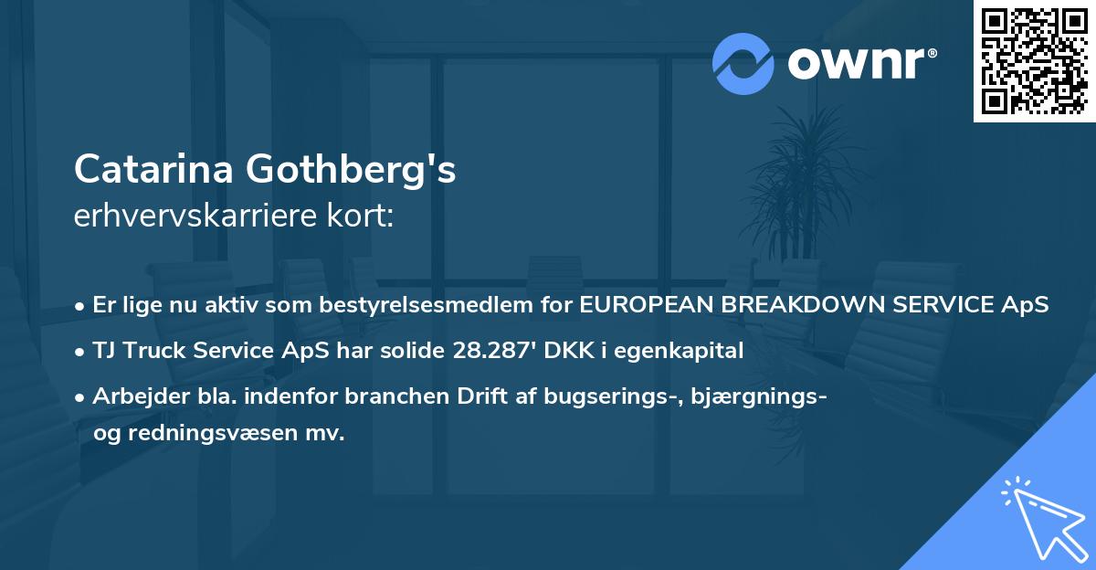 Catarina Gothberg's erhvervskarriere kort