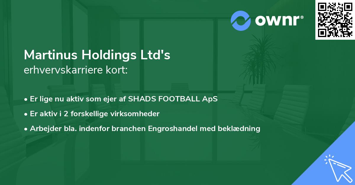 Martinus Holdings Ltd's erhvervskarriere kort
