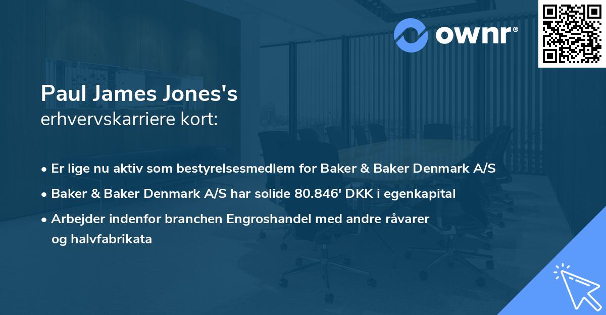 Paul James Jones's erhvervskarriere kort