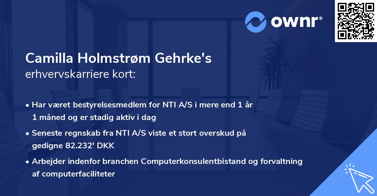 Camilla Holmstrøm Gehrke's erhvervskarriere kort