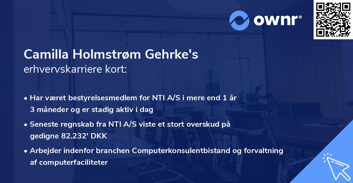 Camilla Holmstrøm Gehrke's erhvervskarriere kort