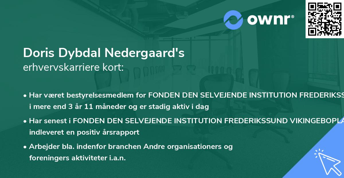 Doris Dybdal Nedergaard's erhvervskarriere kort