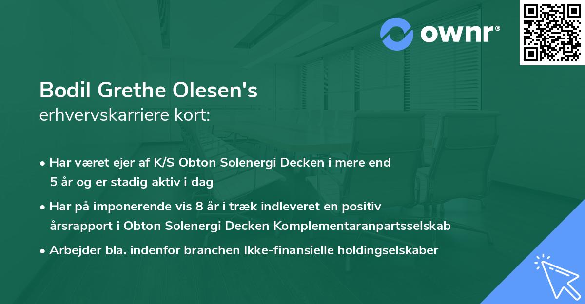 Bodil Grethe Olesen's erhvervskarriere kort