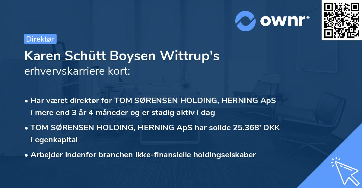 Karen Schütt Boysen Wittrup's erhvervskarriere kort