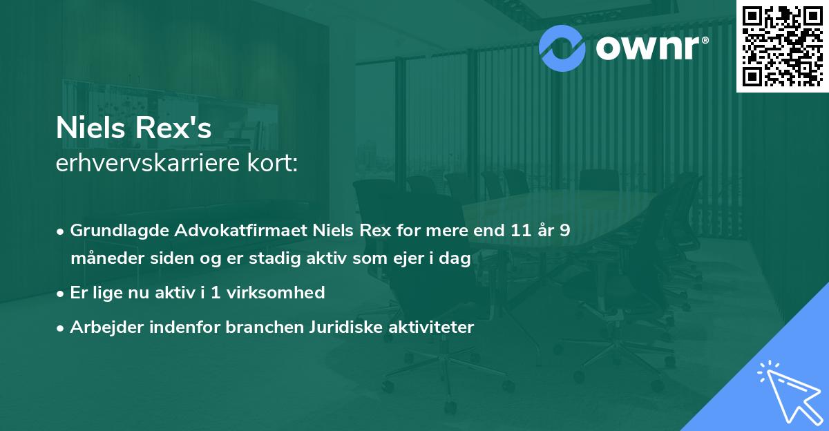 Niels Rex's erhvervskarriere kort