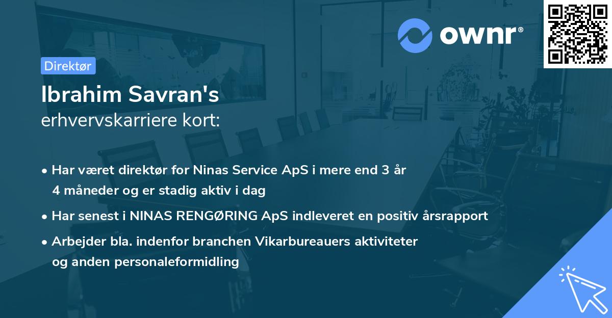 Ibrahim Savran's erhvervskarriere kort