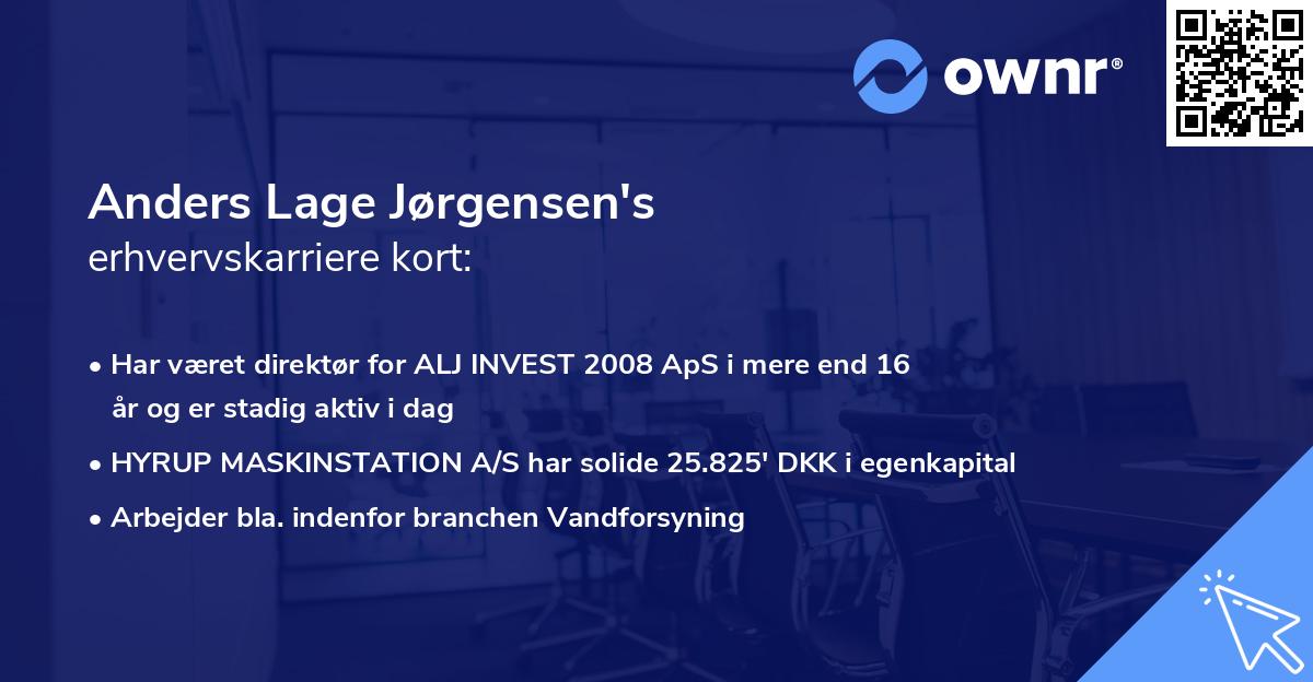 Anders Lage Jørgensen's erhvervskarriere kort