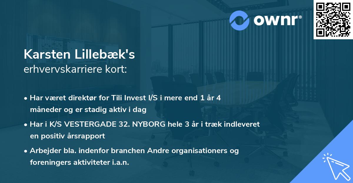 Karsten Lillebæk's erhvervskarriere kort