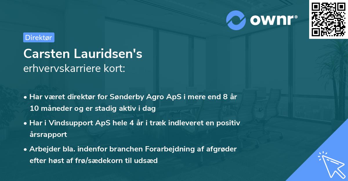 Carsten Lauridsen's erhvervskarriere kort