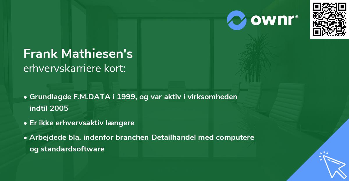 Frank Mathiesen's erhvervskarriere kort