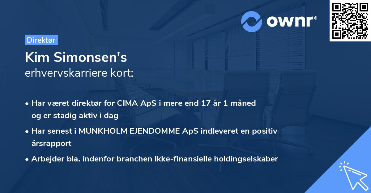 Kim Simonsen's erhvervskarriere kort