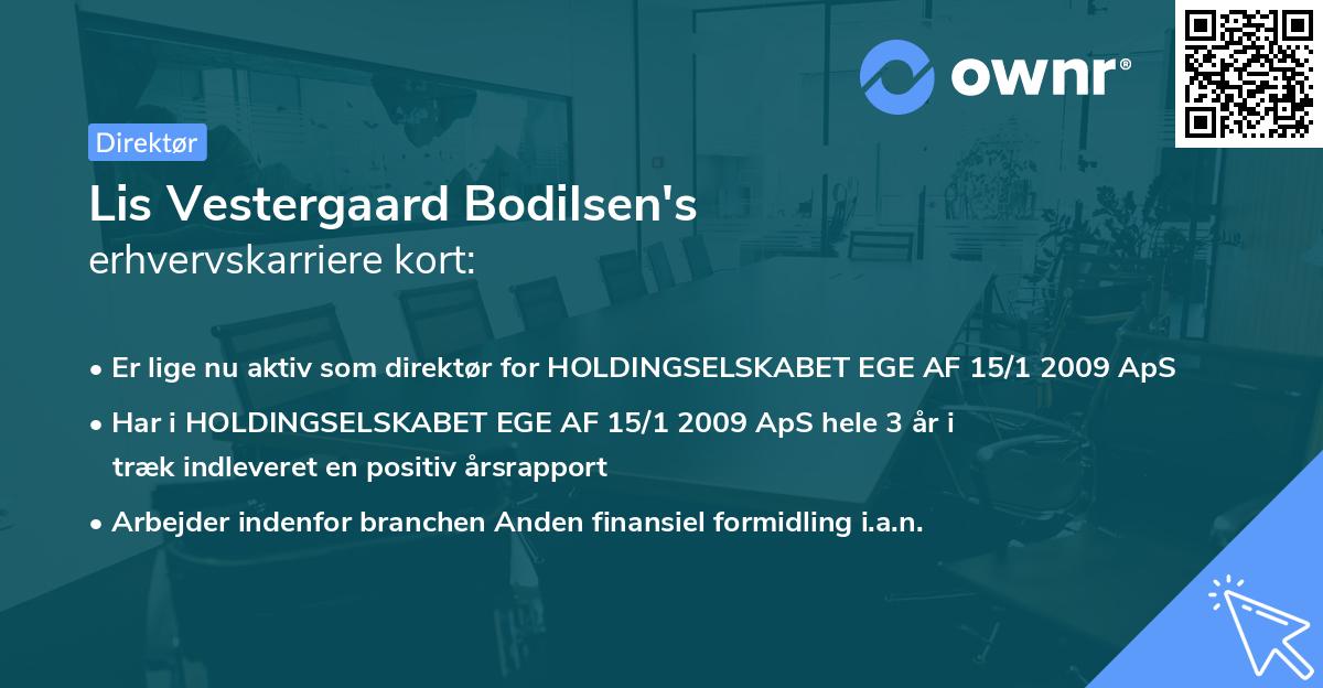 Lis Vestergaard Bodilsen's erhvervskarriere kort