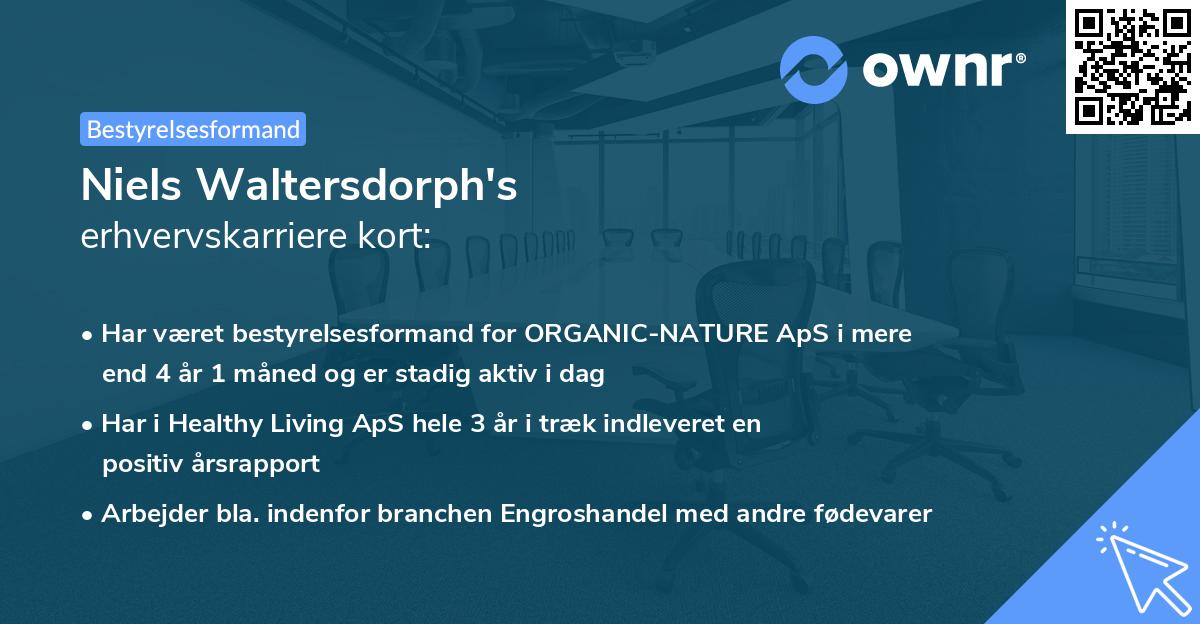 Niels Waltersdorph's erhvervskarriere kort