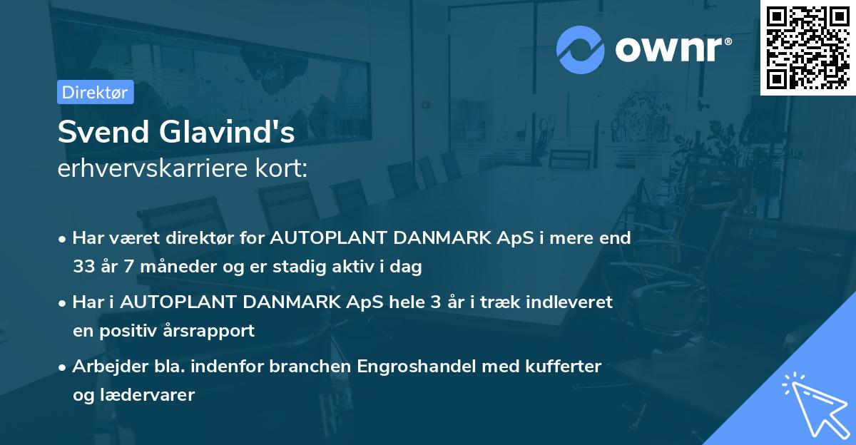Svend Glavind's erhvervskarriere kort