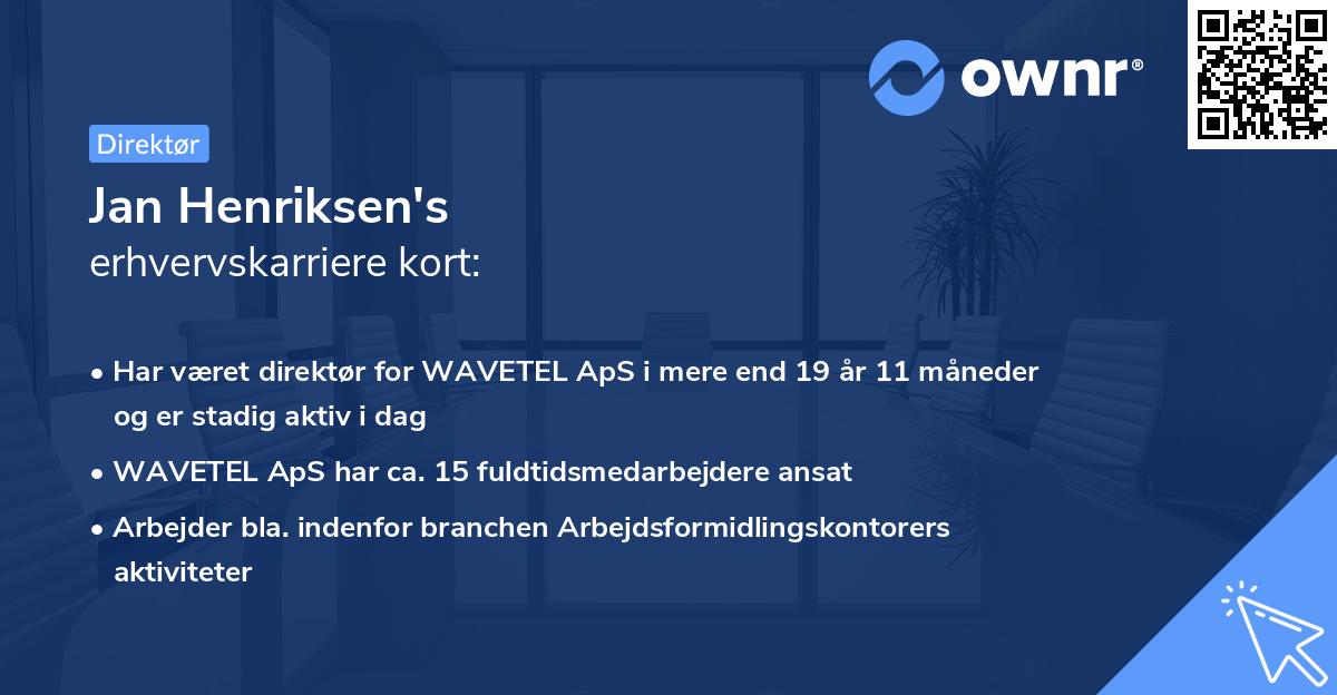 Jan Henriksen's erhvervskarriere kort