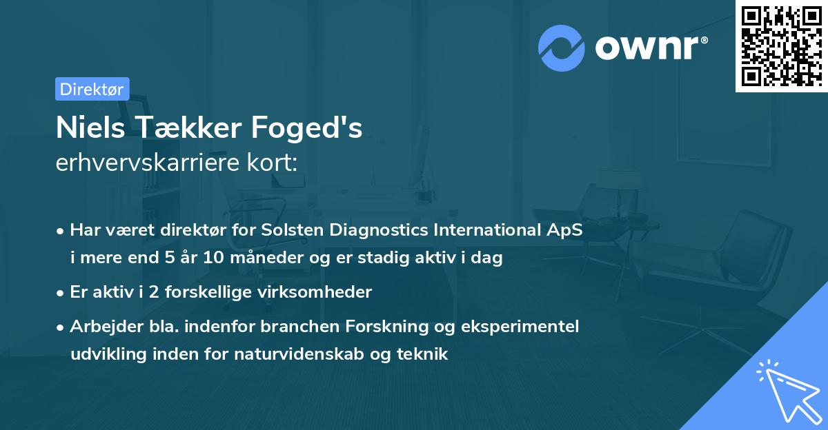 Niels Tækker Foged's erhvervskarriere kort