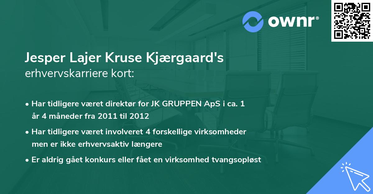 Jesper Lajer Kruse Kjærgaard's erhvervskarriere kort