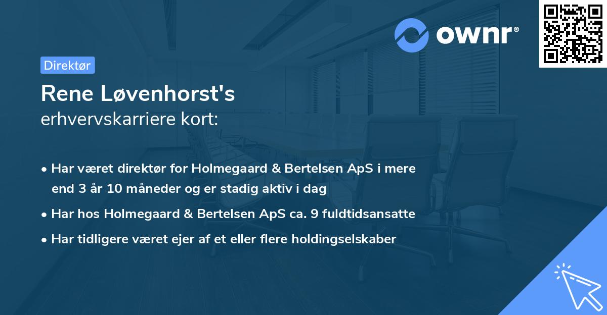 Rene Løvenhorst's erhvervskarriere kort