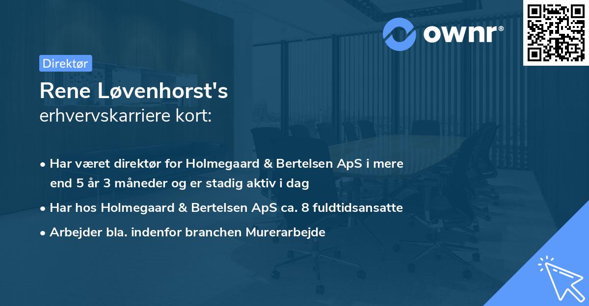 Rene Løvenhorst's erhvervskarriere kort