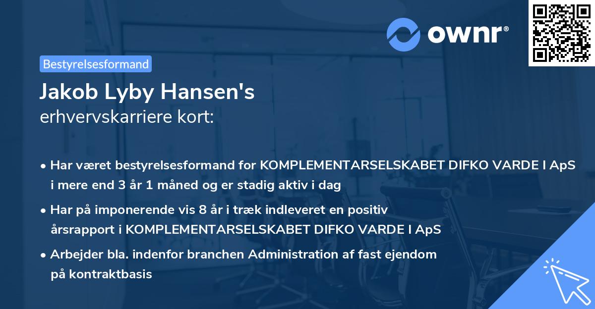 Jakob Lyby Hansen's erhvervskarriere kort