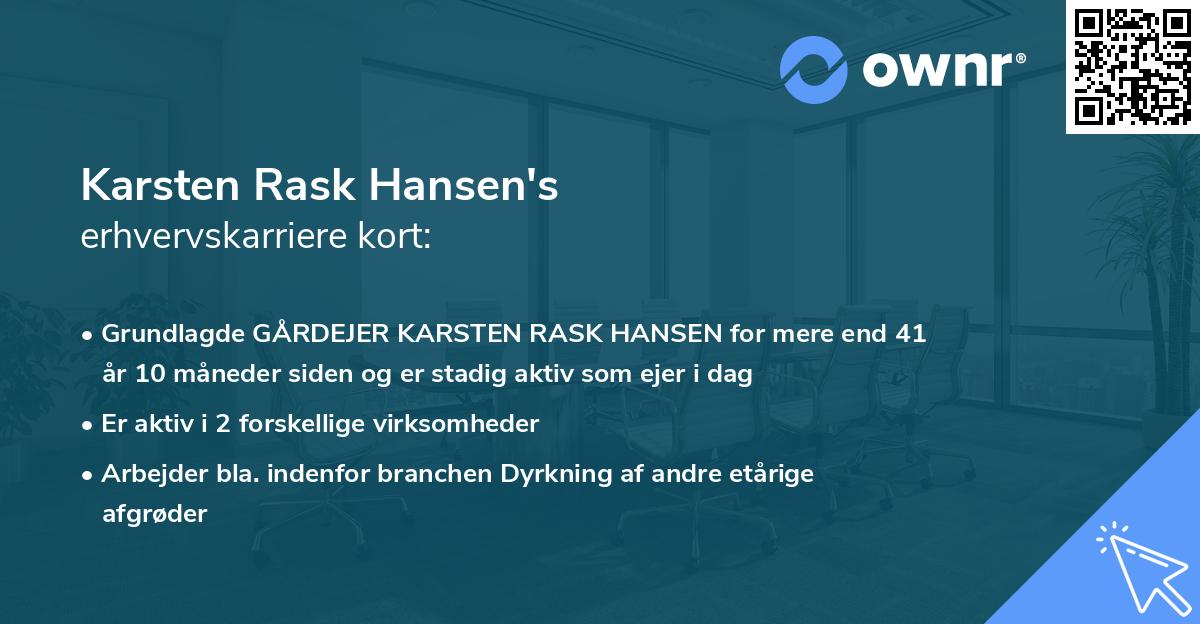 Karsten Rask Hansen's erhvervskarriere kort