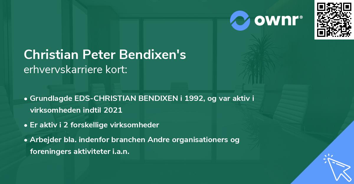 Christian Peter Bendixen's erhvervskarriere kort