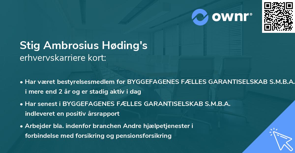 Stig Ambrosius Høding's erhvervskarriere kort