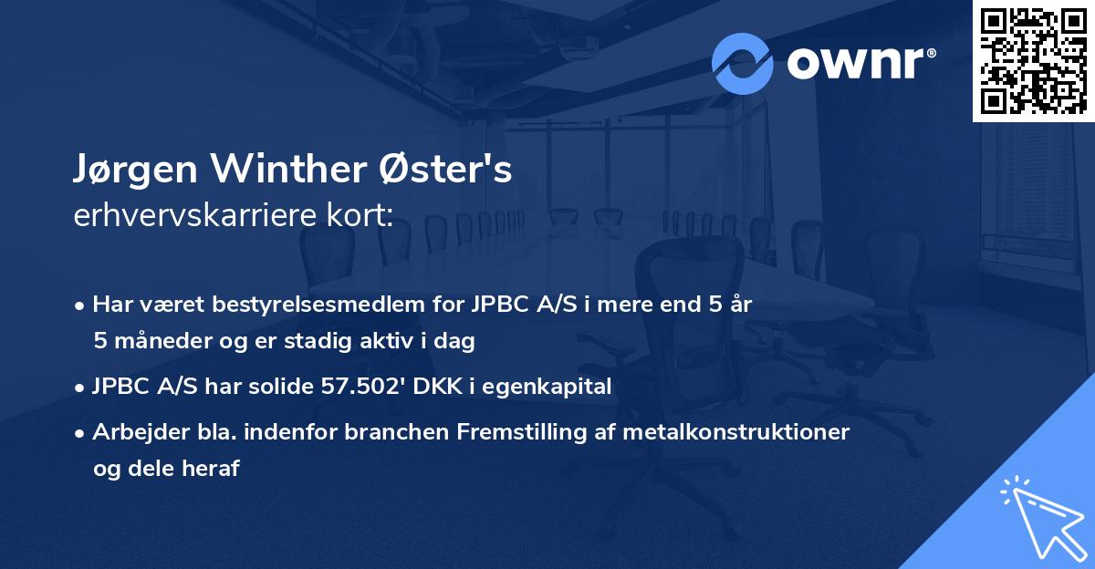 Jørgen Winther Øster's erhvervskarriere kort