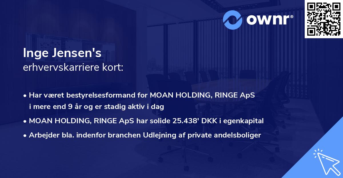 Inge Jensen's erhvervskarriere kort