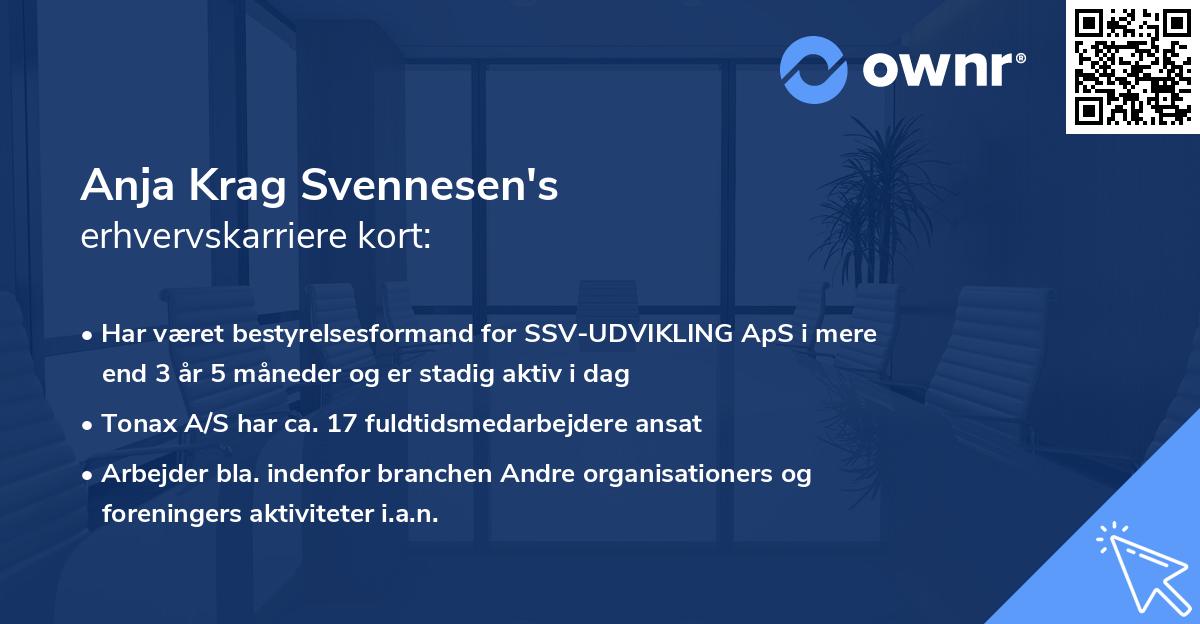 Anja Krag Svennesen's erhvervskarriere kort