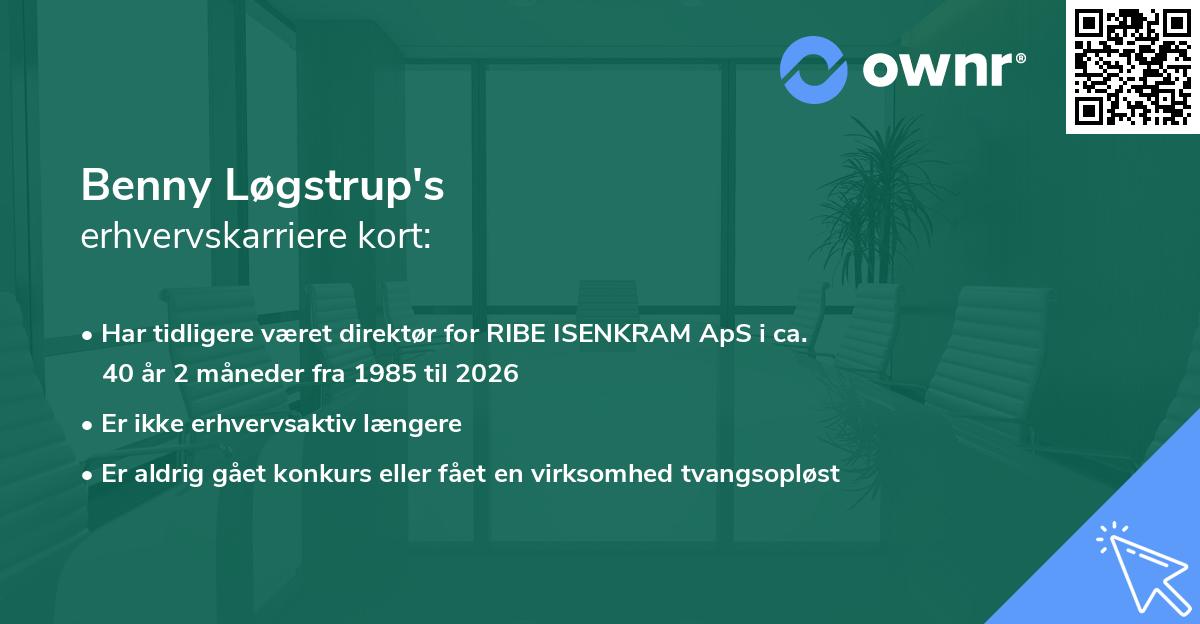 Benny Løgstrup's erhvervskarriere kort