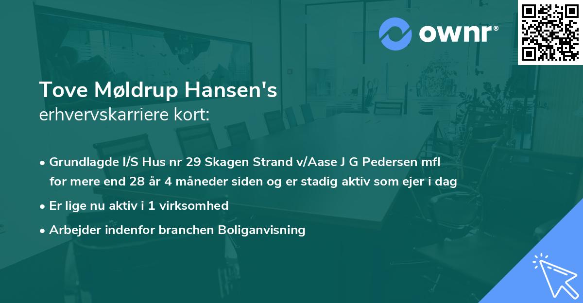 Tove Møldrup Hansen's erhvervskarriere kort
