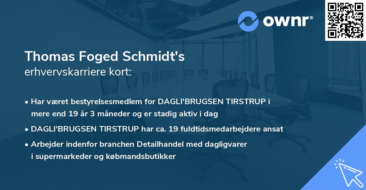 Thomas Foged Schmidt's erhvervskarriere kort