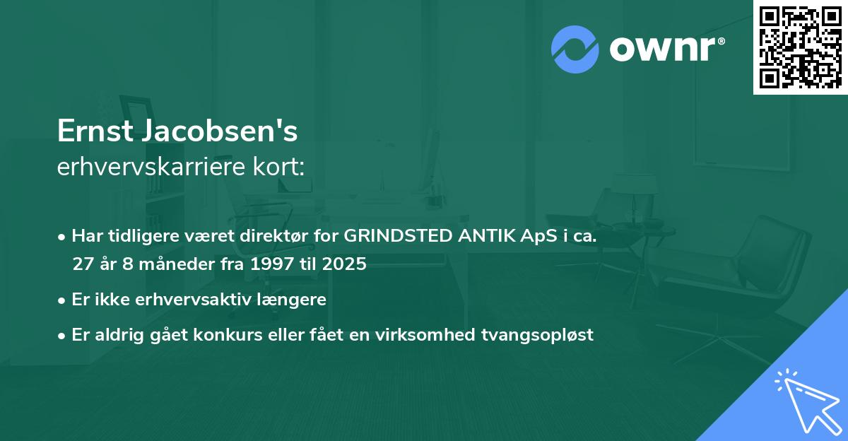 Ernst Jacobsen's erhvervskarriere kort