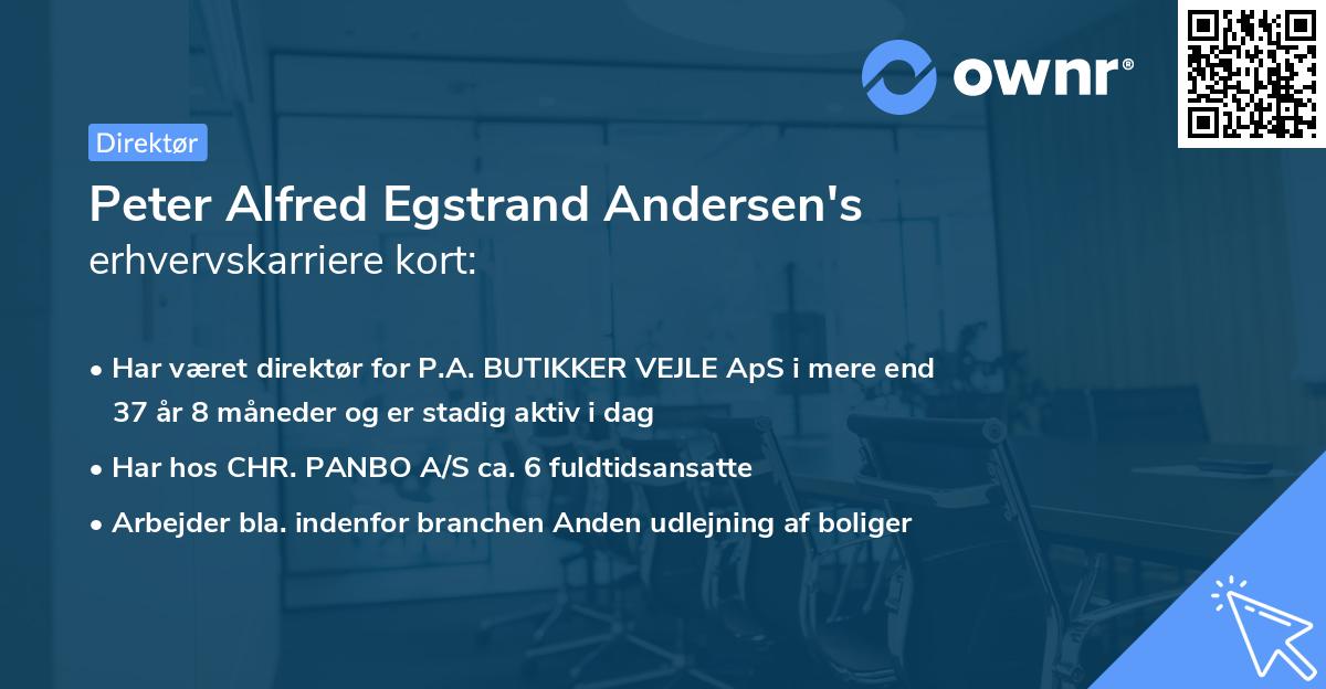 Peter Alfred Egstrand Andersen's erhvervskarriere kort