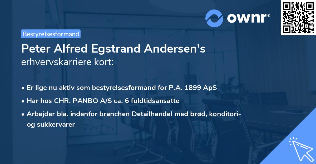 Peter Alfred Egstrand Andersen's erhvervskarriere kort