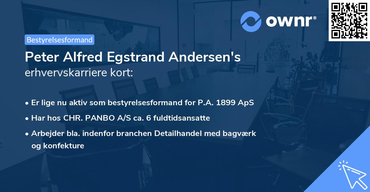 Peter Alfred Egstrand Andersen's erhvervskarriere kort