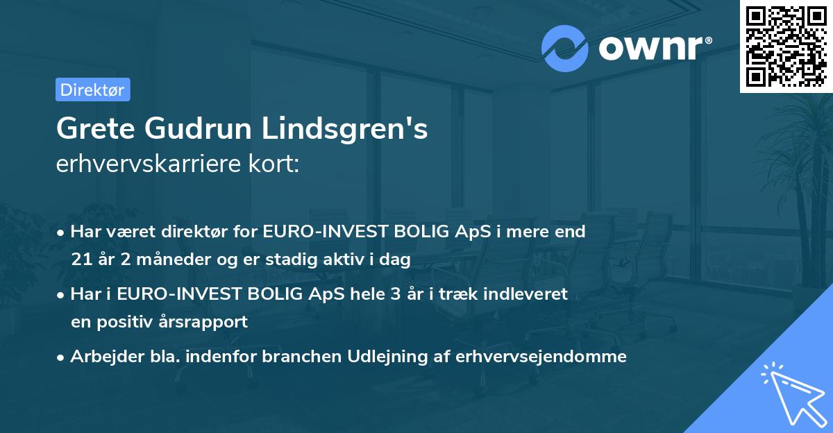 Grete Gudrun Lindsgren's erhvervskarriere kort