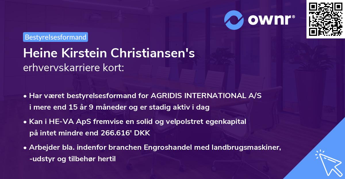 Heine Kirstein Christiansen's erhvervskarriere kort