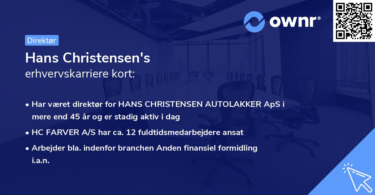 Hans Christensen's erhvervskarriere kort