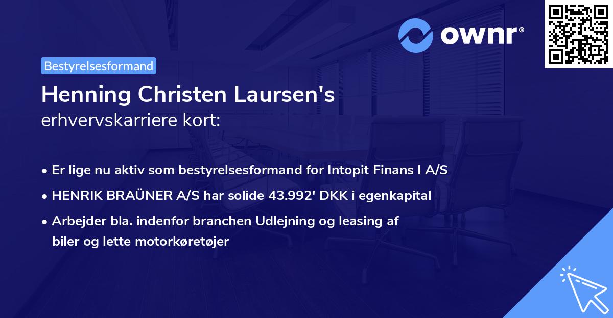 Henning Christen Laursen's erhvervskarriere kort