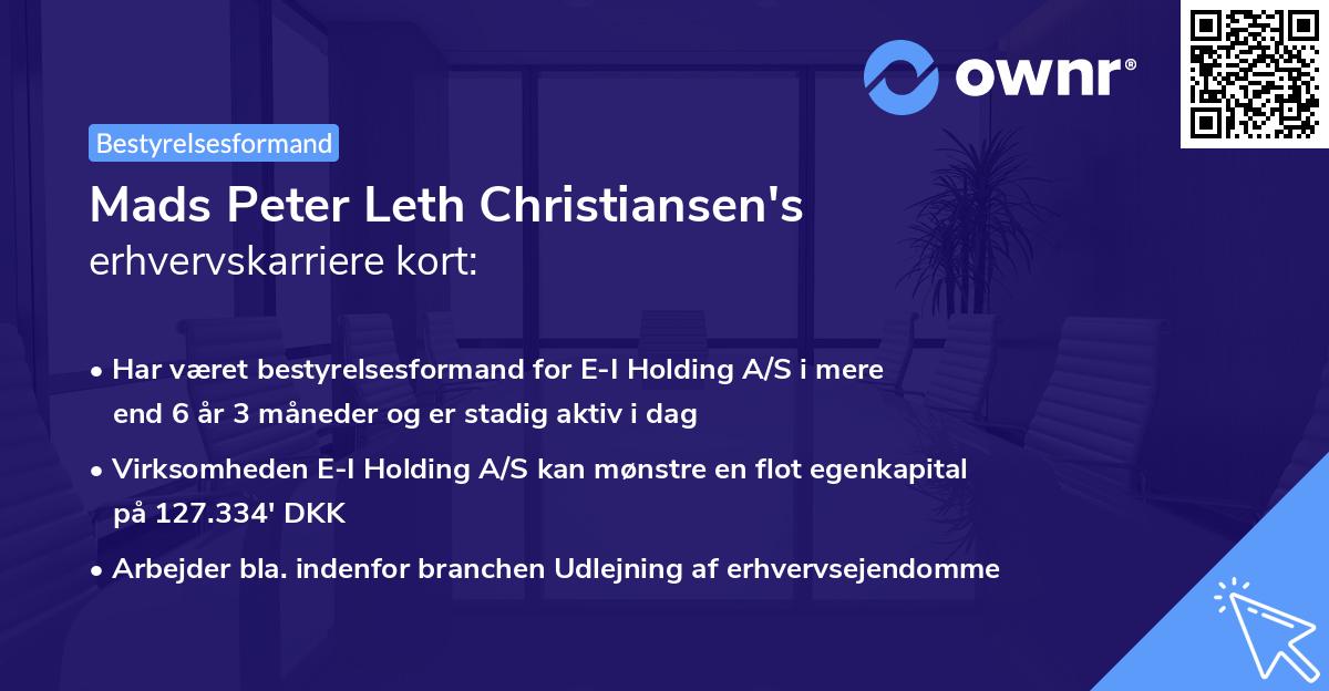 Mads Peter Leth Christiansen's erhvervskarriere kort