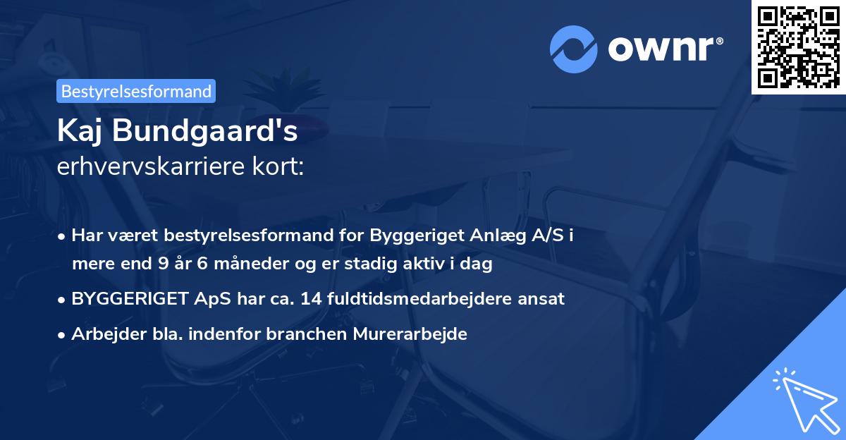 Kaj Bundgaard's erhvervskarriere kort