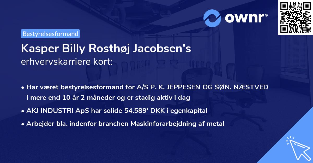 Kasper Billy Rosthøj Jacobsen's erhvervskarriere kort