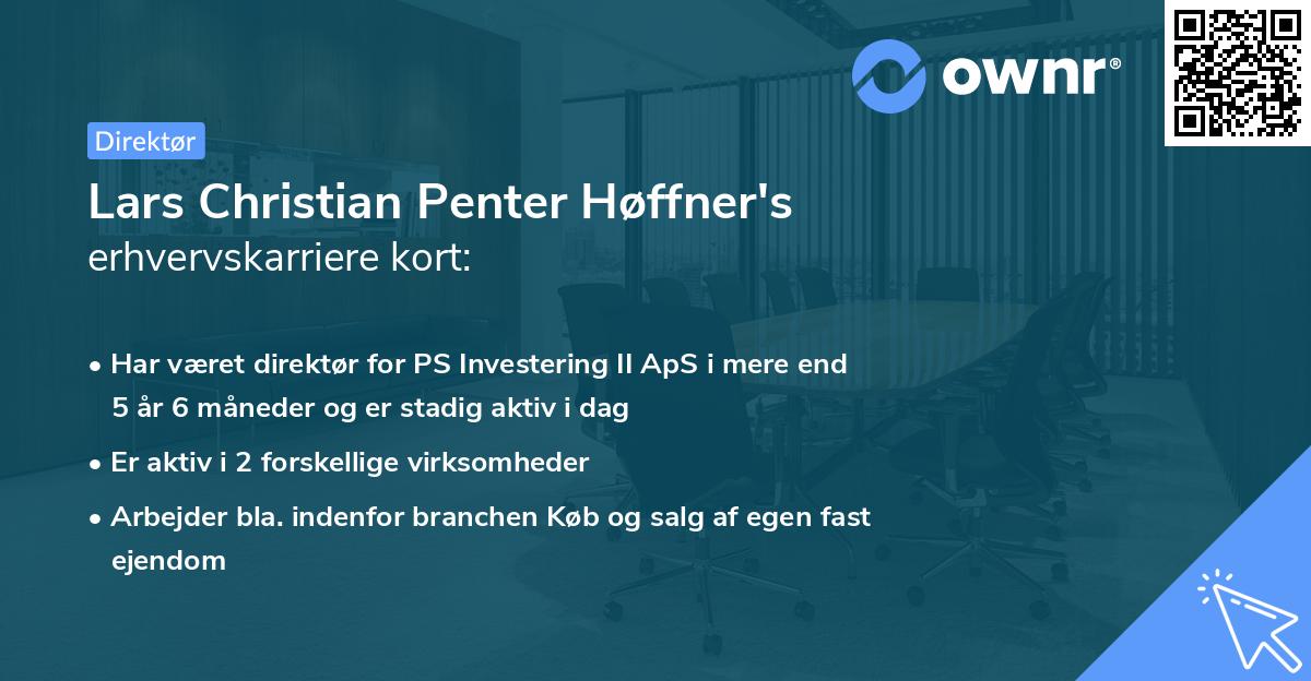 Lars Christian Penter Høffner's erhvervskarriere kort