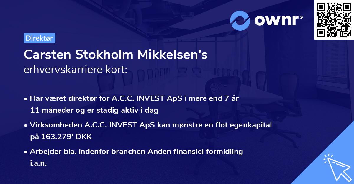 Carsten Stokholm Mikkelsen's erhvervskarriere kort