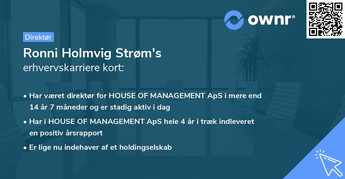 Ronni Holmvig Strøm's erhvervskarriere kort