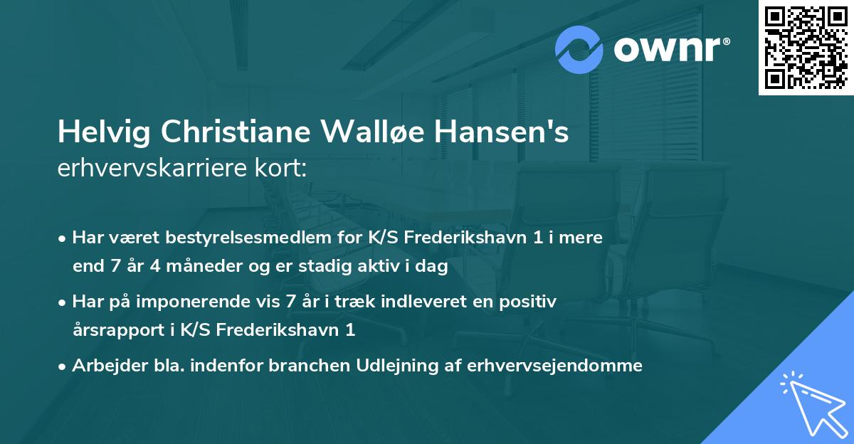 Helvig Christiane Walløe Hansen's erhvervskarriere kort