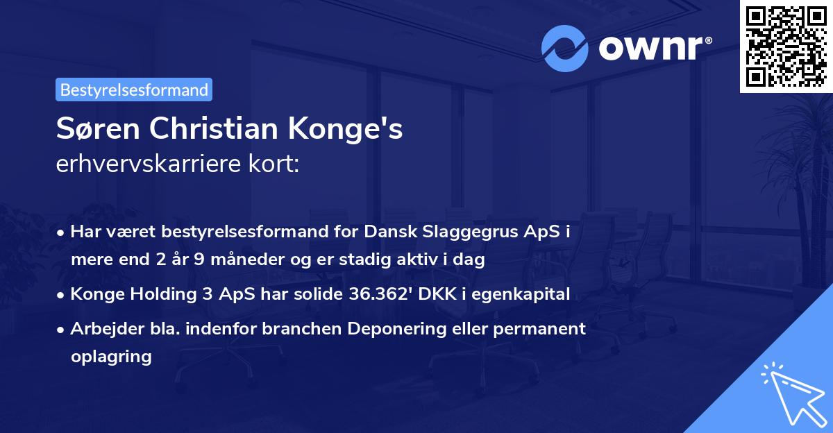 Søren Christian Konge's erhvervskarriere kort